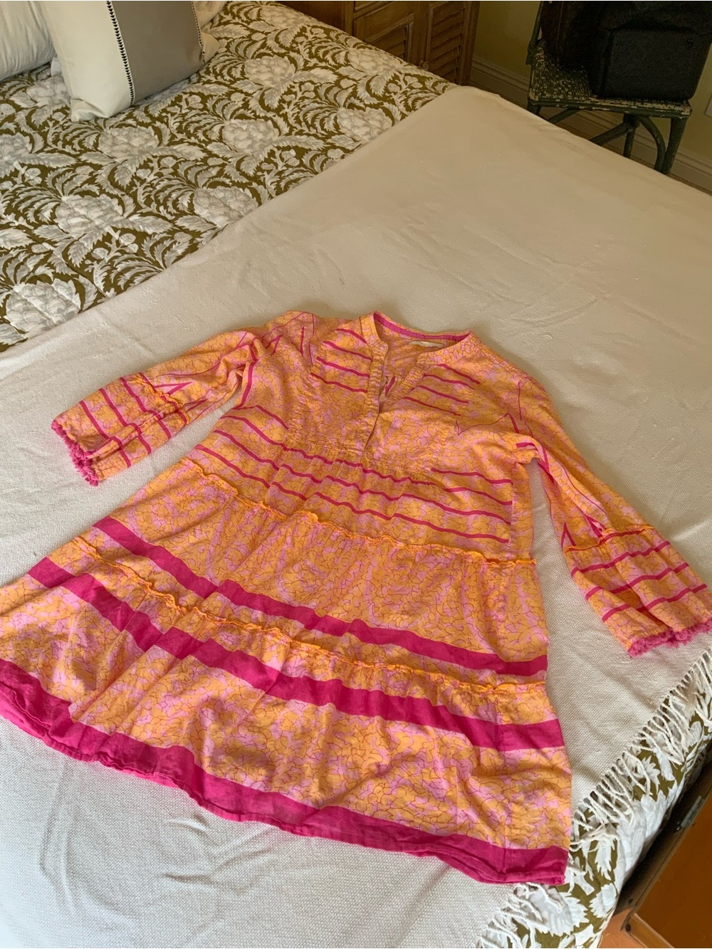 Bright Pink & Orange Tiered Nightgown